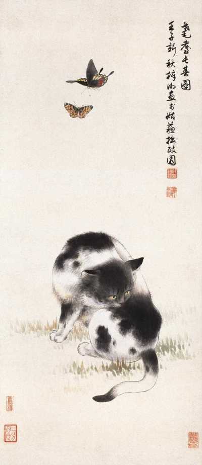 殷梓湘 壬子（1972年）作 耄耋图 轴